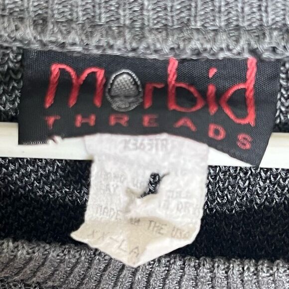 Vintage 90s Morbid Threads Tribal Print Long Sleeve Sweater Made In USA Grunge - Picture 6 of 6